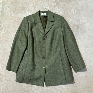 Frankenwälder Blazer Green Women’s Size EU 46 US 16 Wool Silk Tweed Button Down